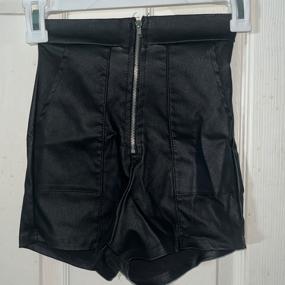 NWOT Black Faux Leather Shorts